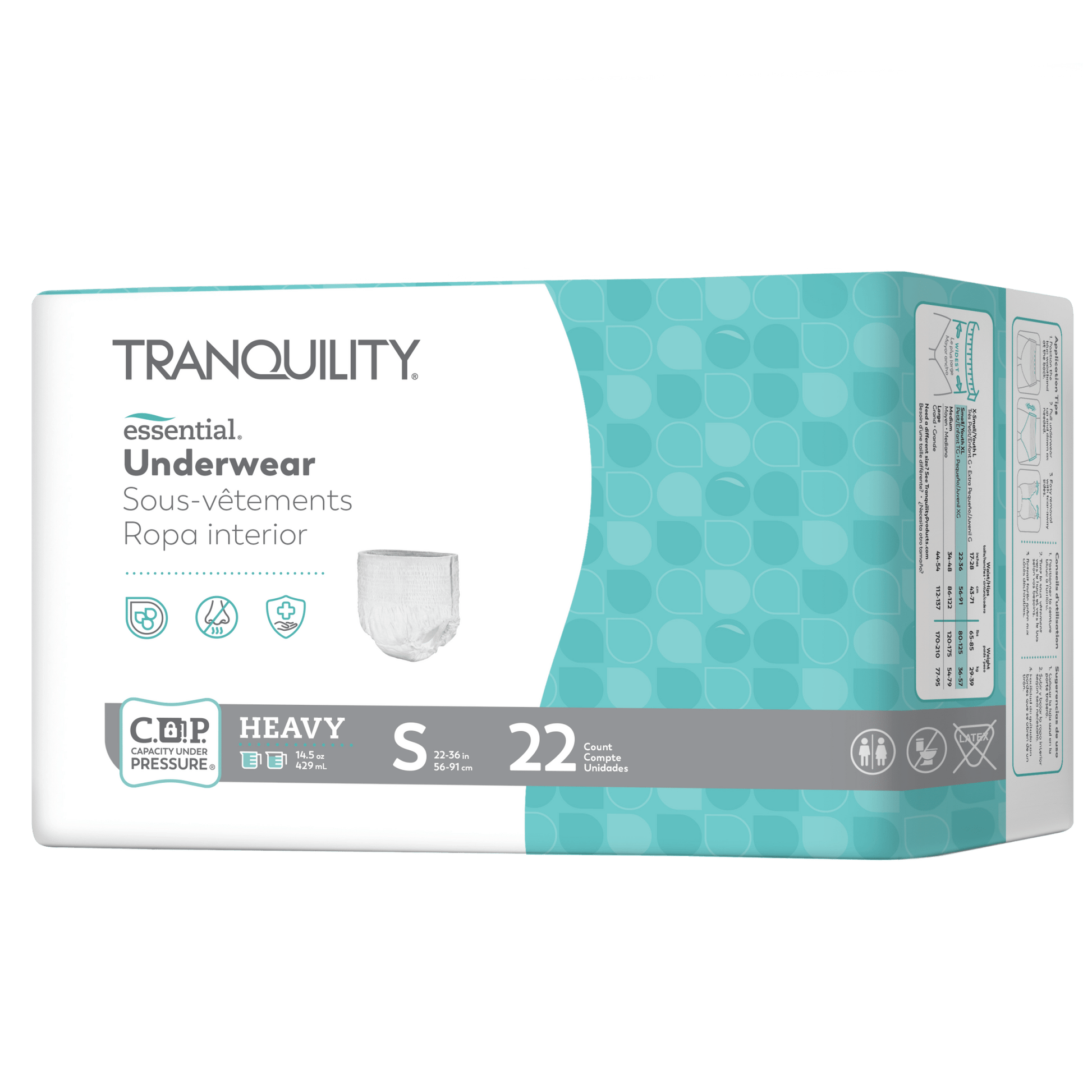 Heavy pull-on underwear, white briefs, S size, 22 count package
