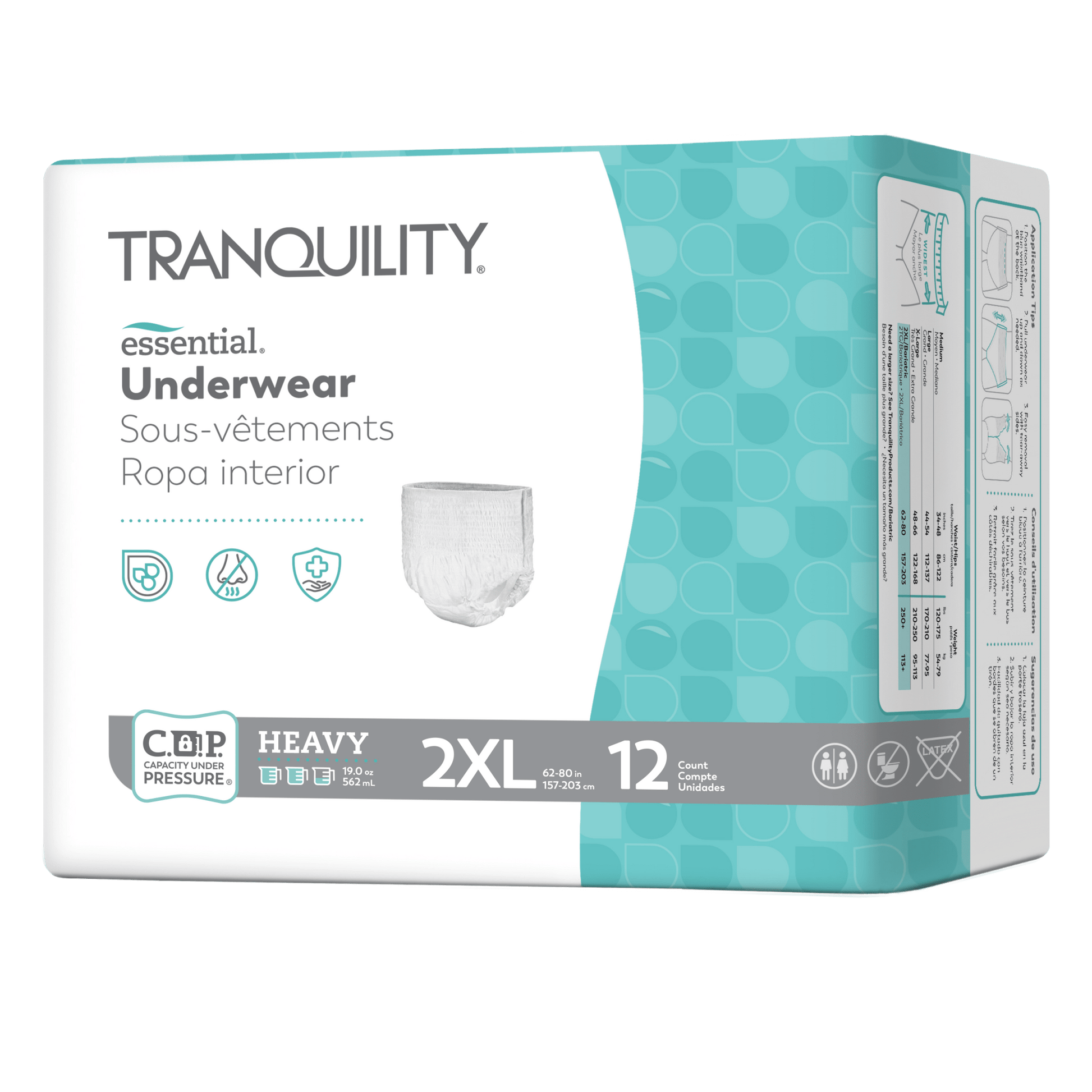 Heavy pull-on underwear, white, 2XL size (12 count)