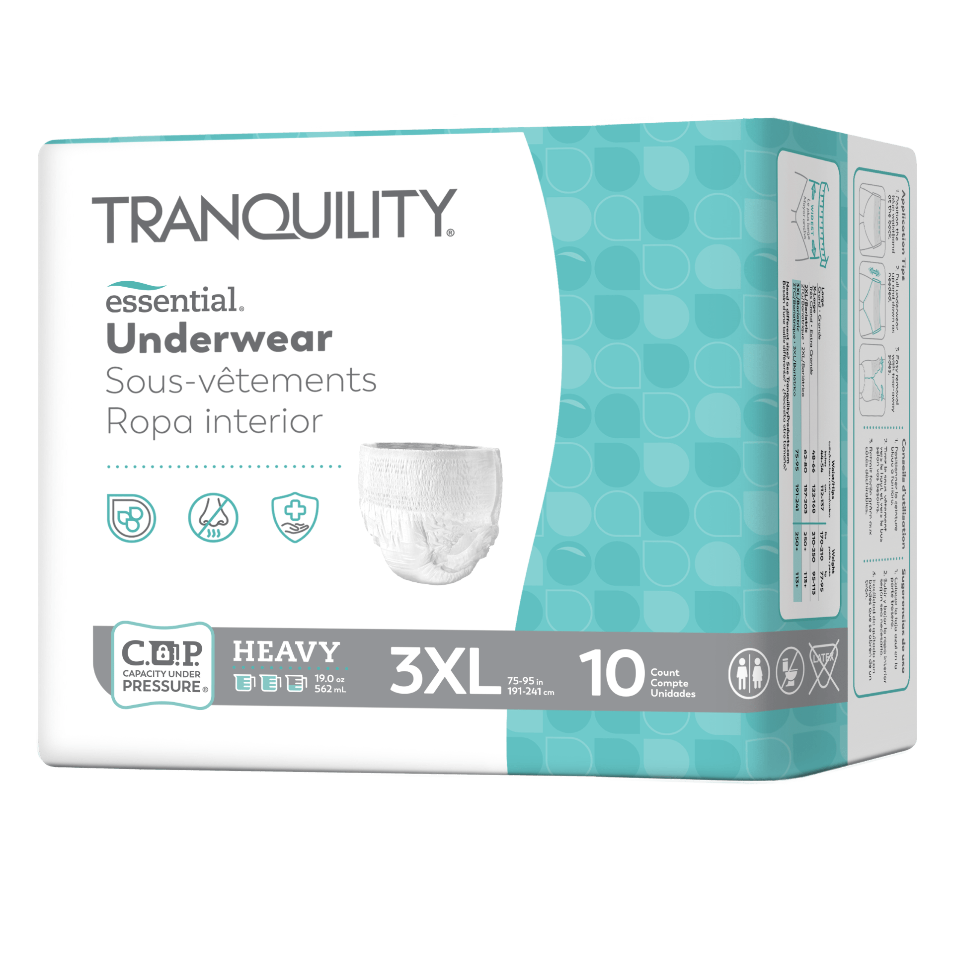 Heavy pull-on underwear, white, 3XL size (10 count)