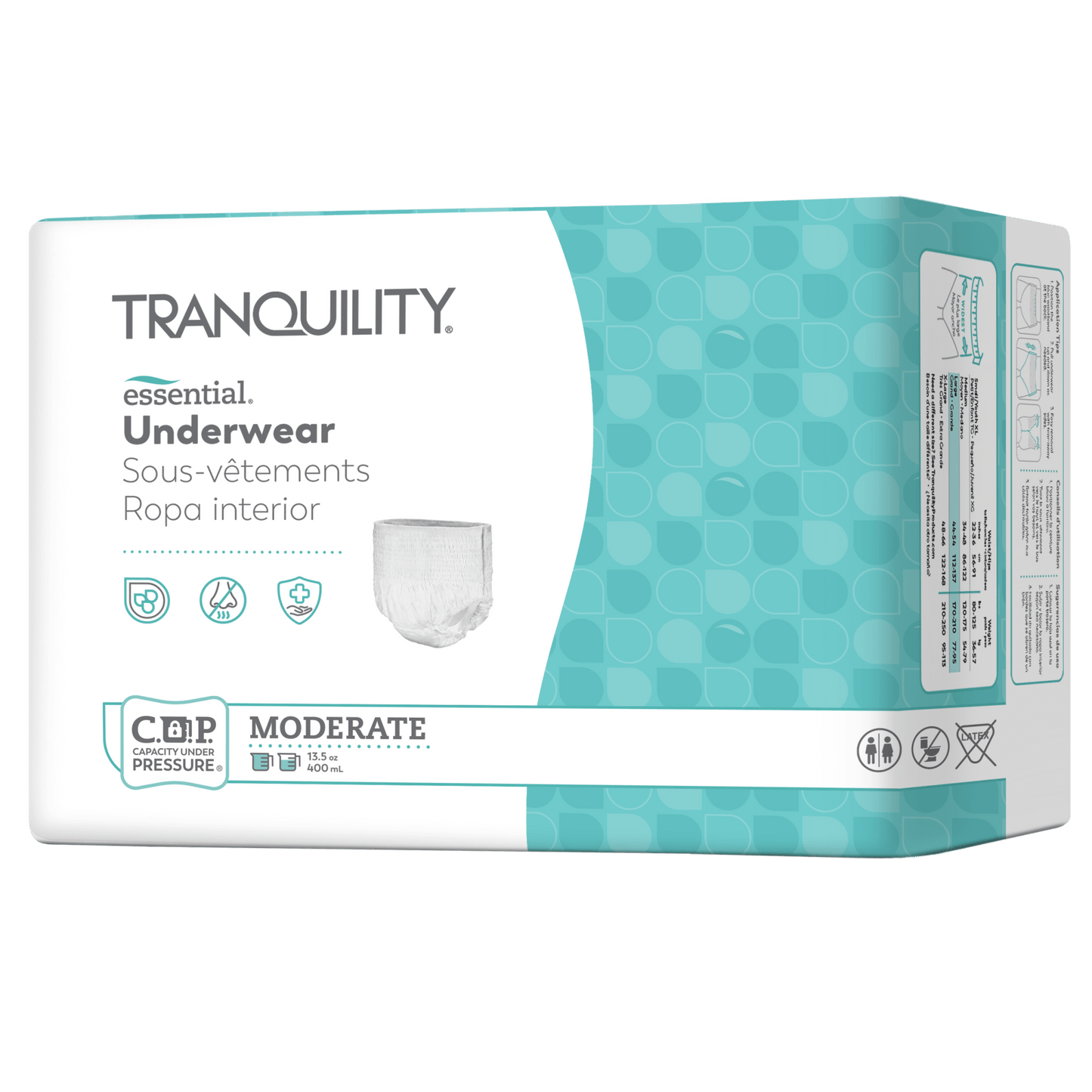 Tranquility Essential pull-on underwear, moderate absorption, packaged 25-count