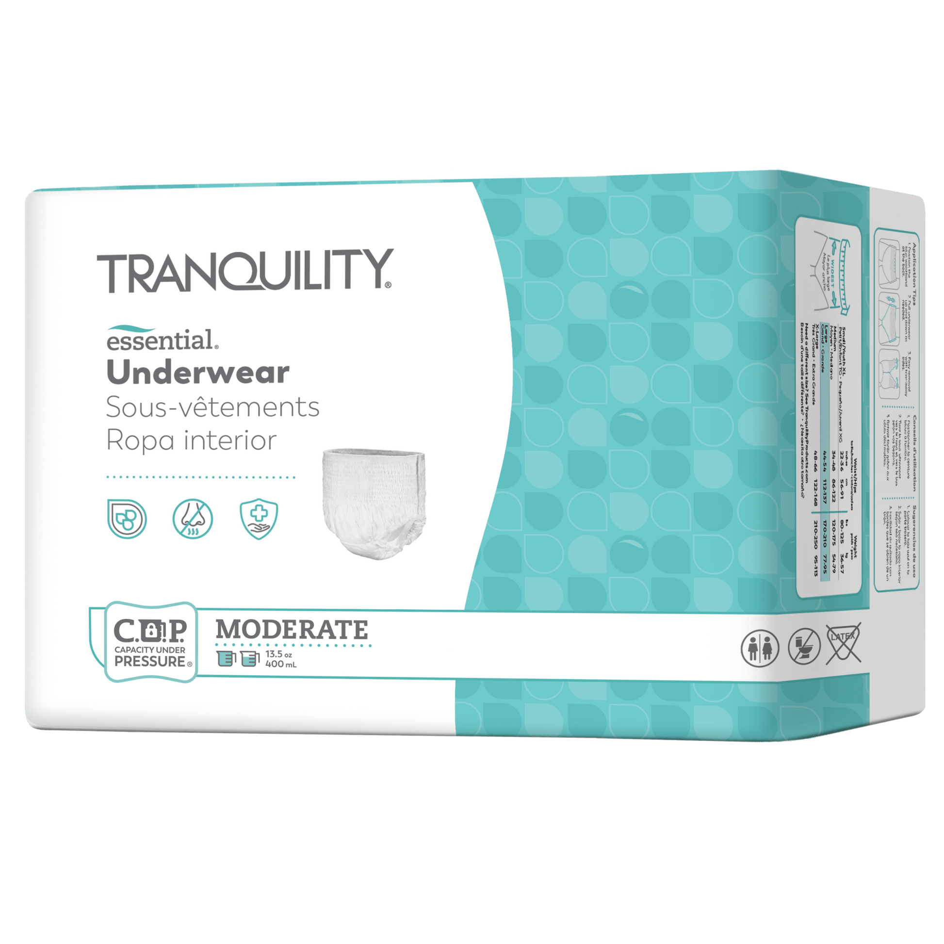 Tranquility Essential pull-on underwear, moderate absorption, packaged 25-count