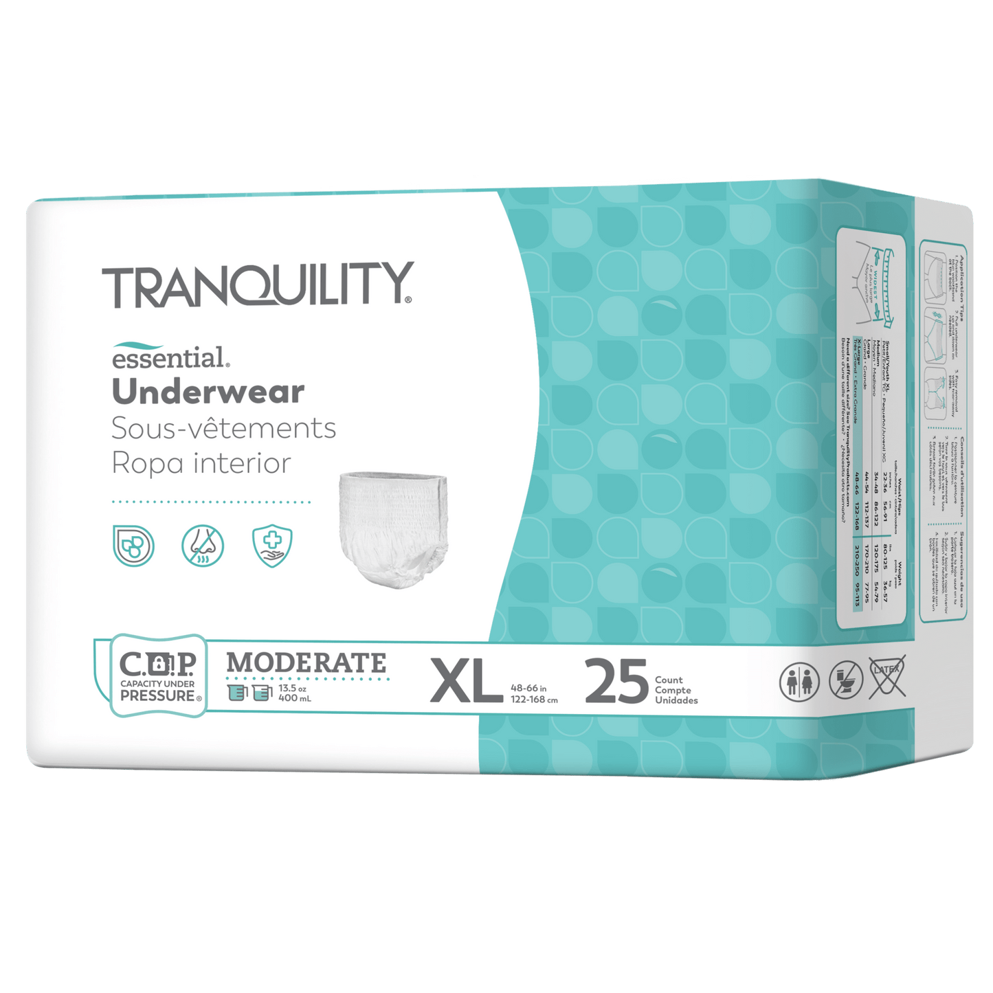 Tranquility Essential pull-on underwear, moderate absorption, size XL, 25-count
