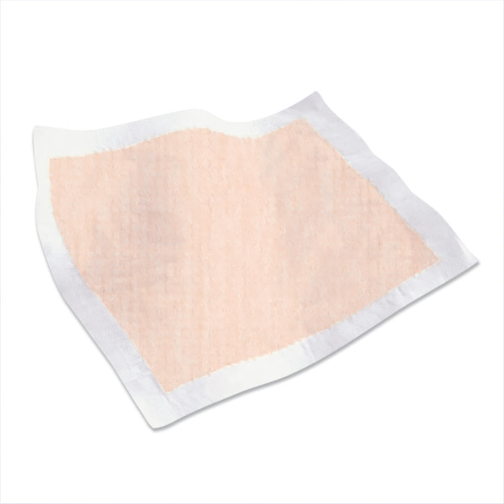Peach absorbent underpad with white outer border