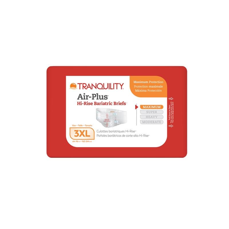 Front label on 3XL Air-Plus high-rise bariatric briefs packaging