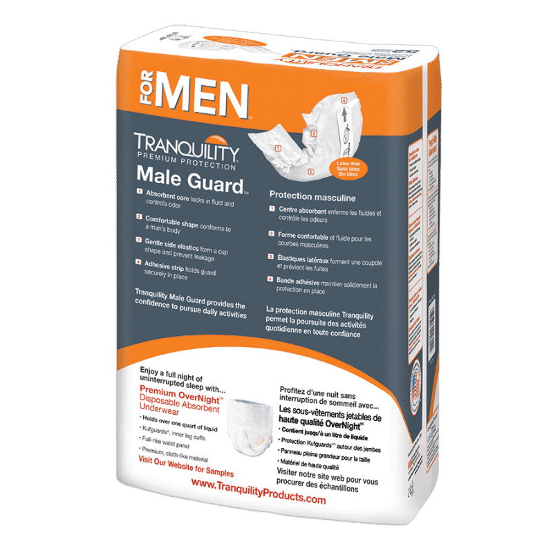 Tranquility Male Guard box back, 52 count, one size adult protection details