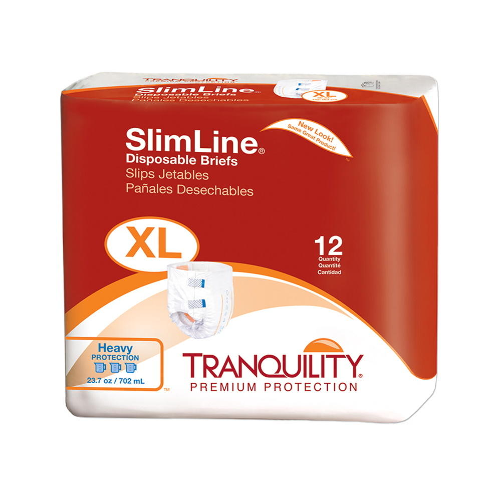 Extra-large disposable adult briefs, 12-count pack with white briefs and blue tabs