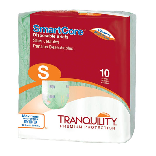 Disposable adult briefs, size S, pack of 10; breathable sides