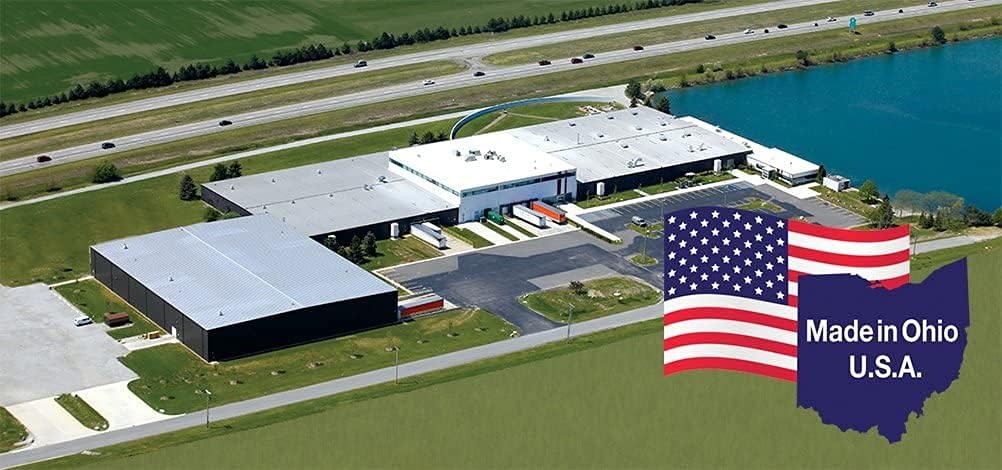 Made in Ohio U.S.A. label over factory buildings