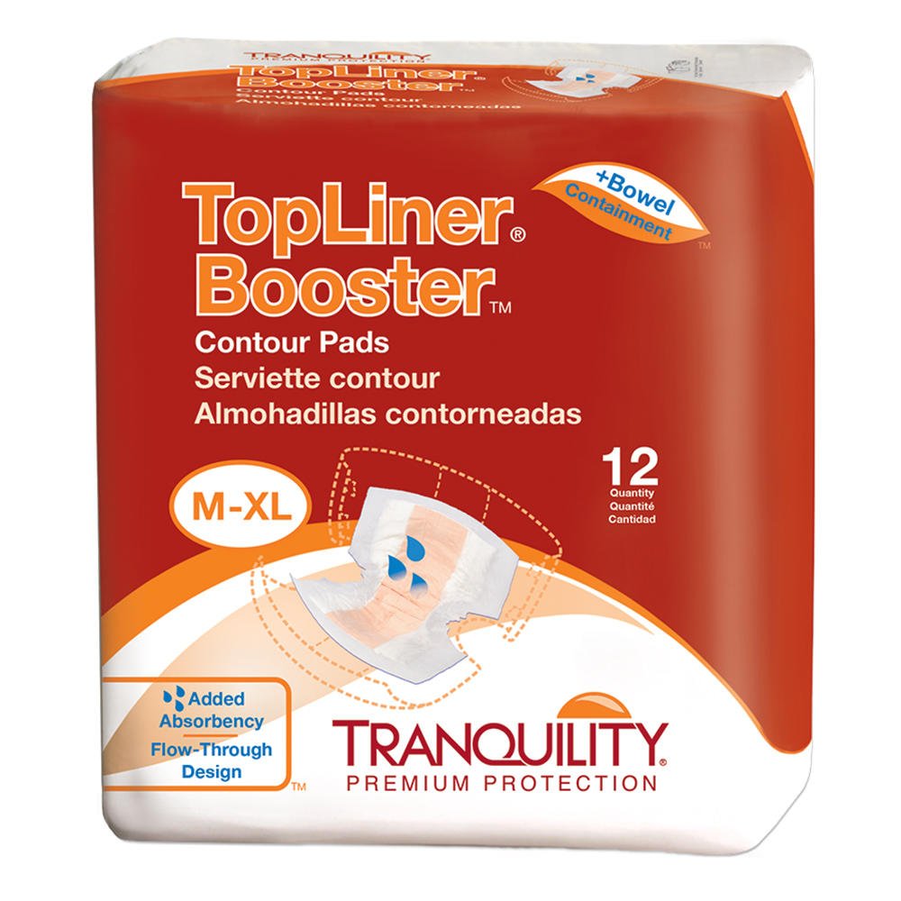 TopLiner Booster contour pads, M-XL, pack of 12, regular size.