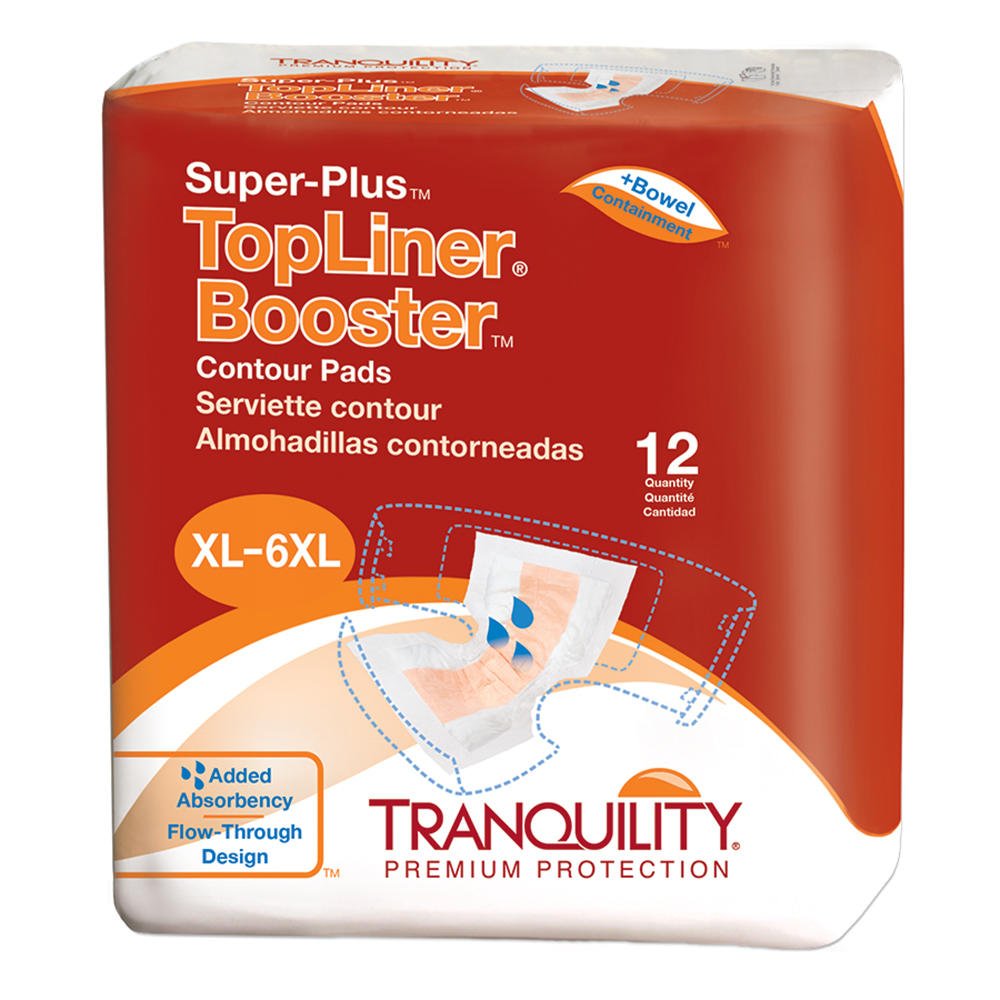 TopLiner Booster contour pads, XL-6XL, pack of 12, super-plus size.