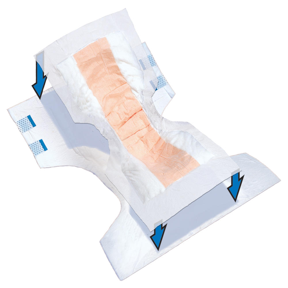 XL-6XL super-plus contour booster pads with absorbent center and wing supports.