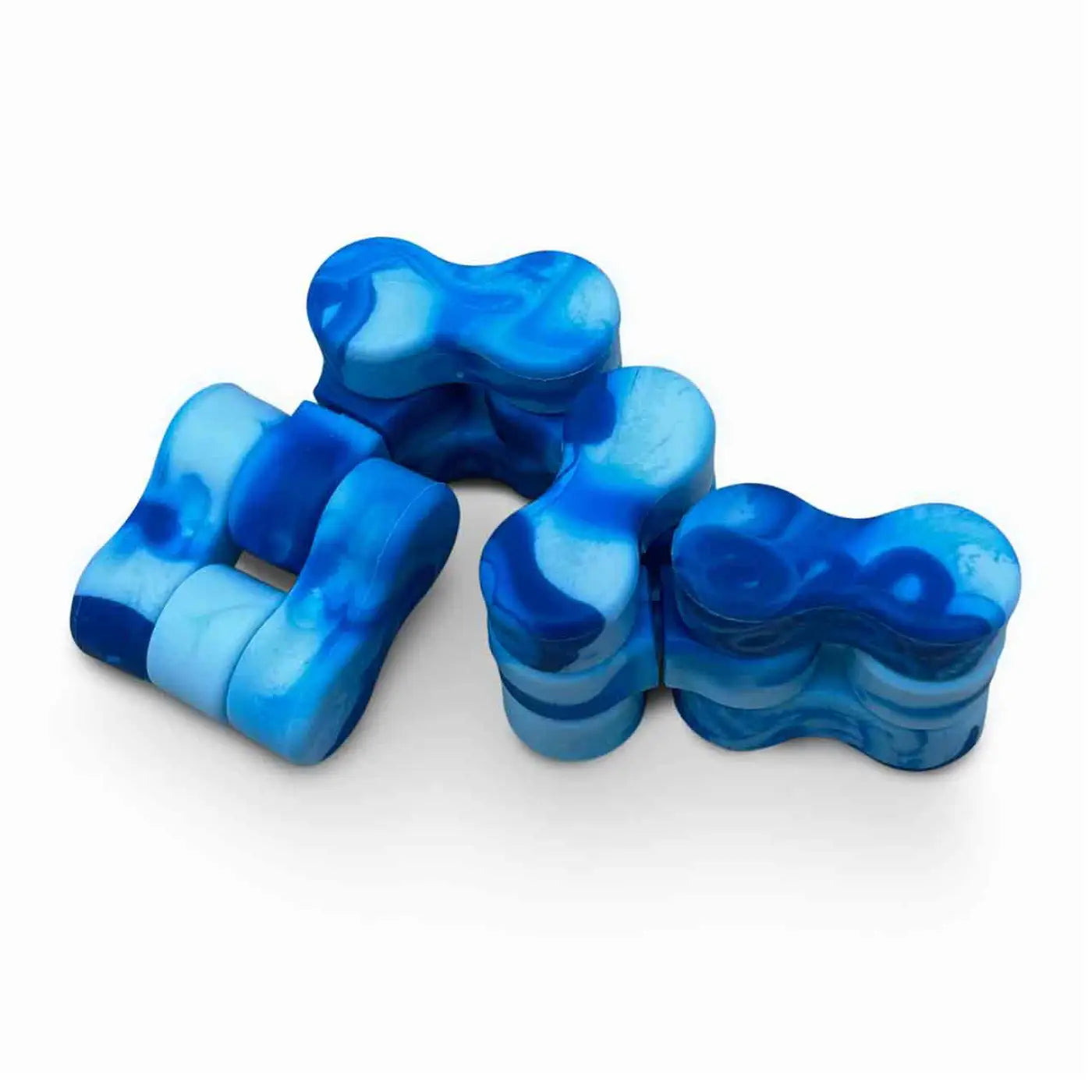 Blue and light blue marbled Traxx fidget toy segments