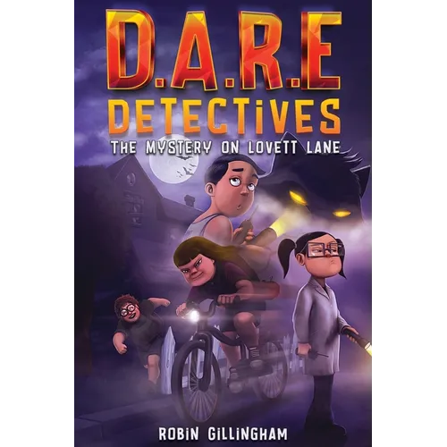 Paperback mystery book cover: D.A.R.E Detectives with three kid detectives at night
