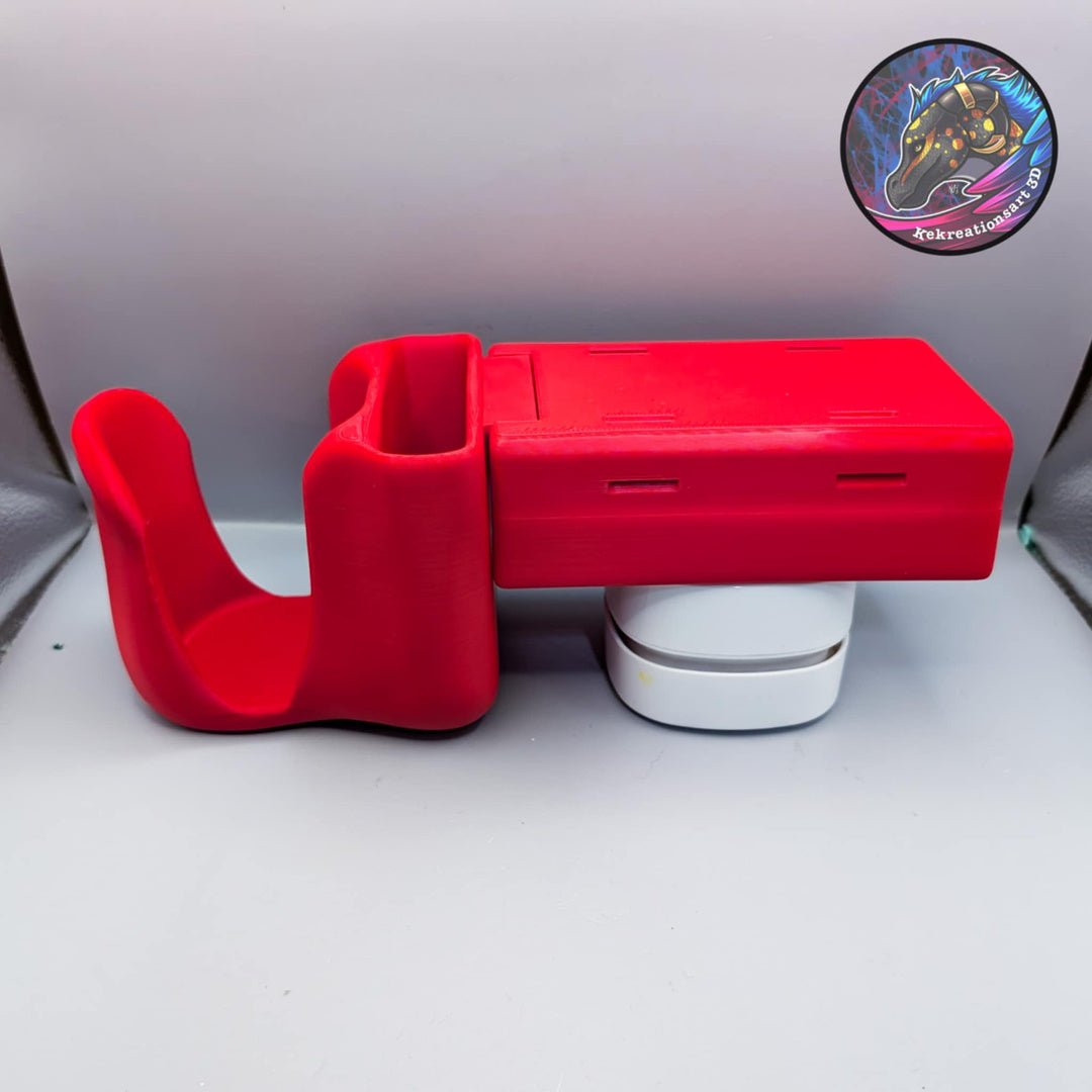 Red wheelchair cup and phone holder, attaches to powerchairs and manual chairs