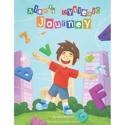 Children’s dyslexia journey paperback cover with smiling boy and colorful letters