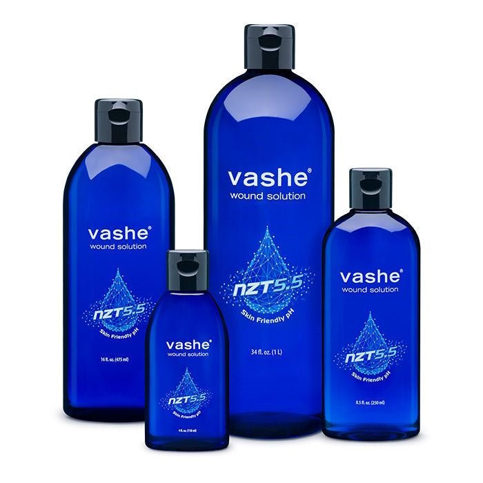 Vashe wound cleanser bottle set, assorted sizes (4, 8.5, 16, 34 fl oz)