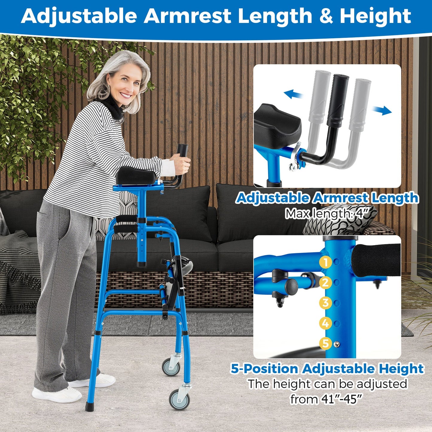 Versatile Rolling Walker for Rehabilitation Training-Navy