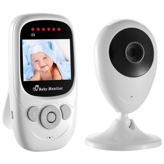 White handheld video baby monitor with screen and control buttons