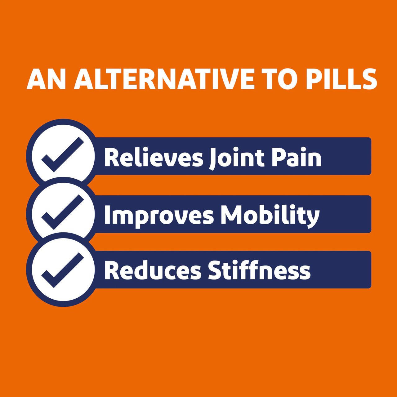 “An alternative to pills” benefits panel: joint pain, mobility, stiffness