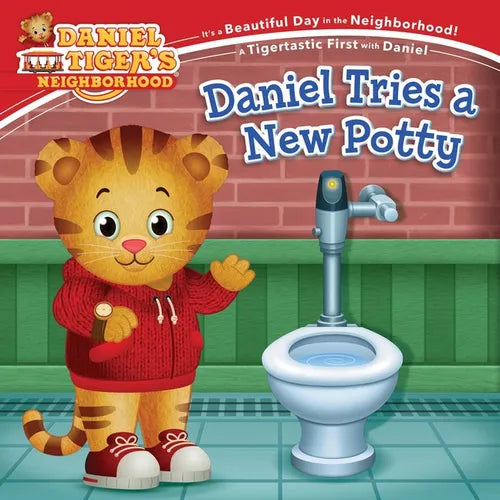 Children's board book cover with Daniel the Tiger and a potty illustration