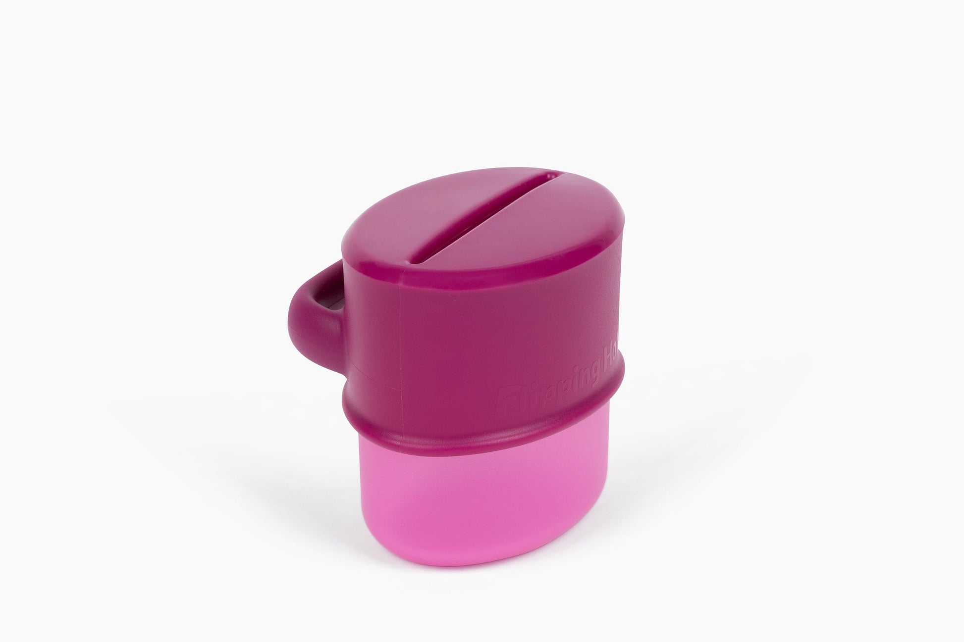 Raspberry snack cup with hinged lid and side handle, part of the 4-in-1 set.