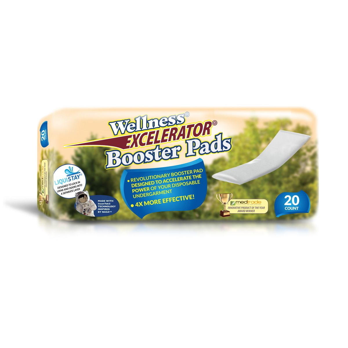 Wellness Excelerator Booster Pads, 20-count pack of disposable pad inserts