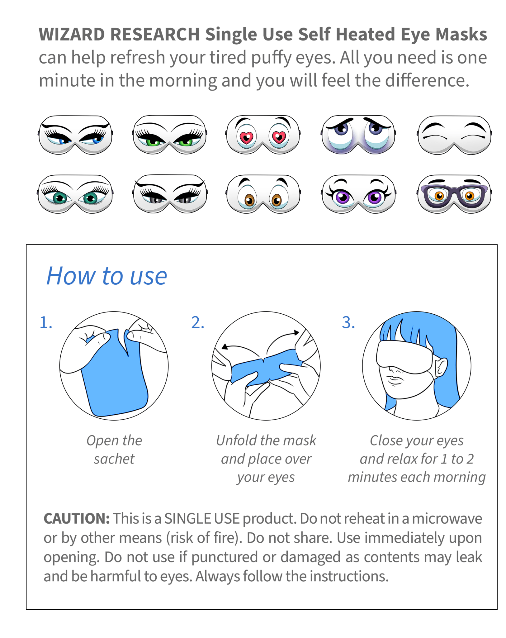 Steam Eye Masks Single Use - 10 Pack by Wizard Research Wizard Research