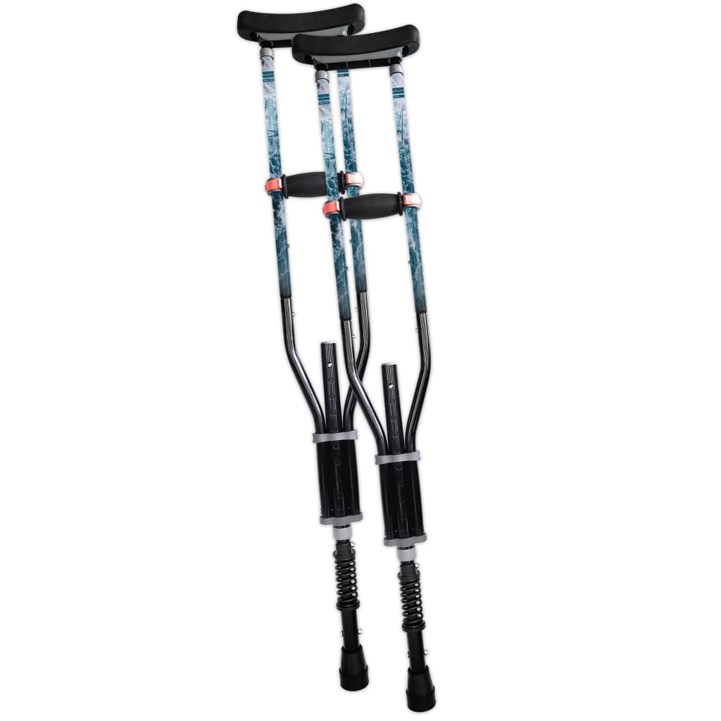 Adjustable Spring Cushion Crutches Perfect for Sports Injuries and Travel - Heights 4'7" to 6'6" - Adjust to 22" for Travel - Choice of Colors
