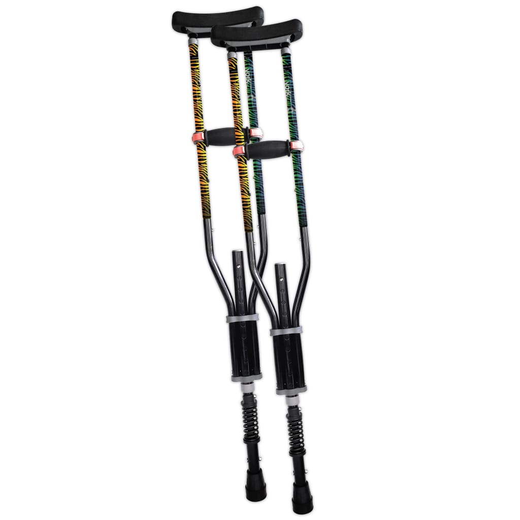 Adjustable Spring Cushion Crutches Perfect for Sports Injuries and Travel - Heights 4'7" to 6'6" - Adjust to 22" for Travel - Choice of Colors