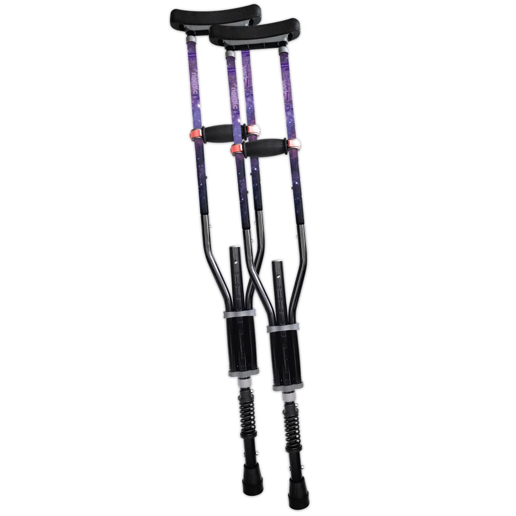 Adjustable Spring Cushion Crutches Perfect for Sports Injuries and Travel - Heights 4'7" to 6'6" - Adjust to 22" for Travel - Choice of Colors