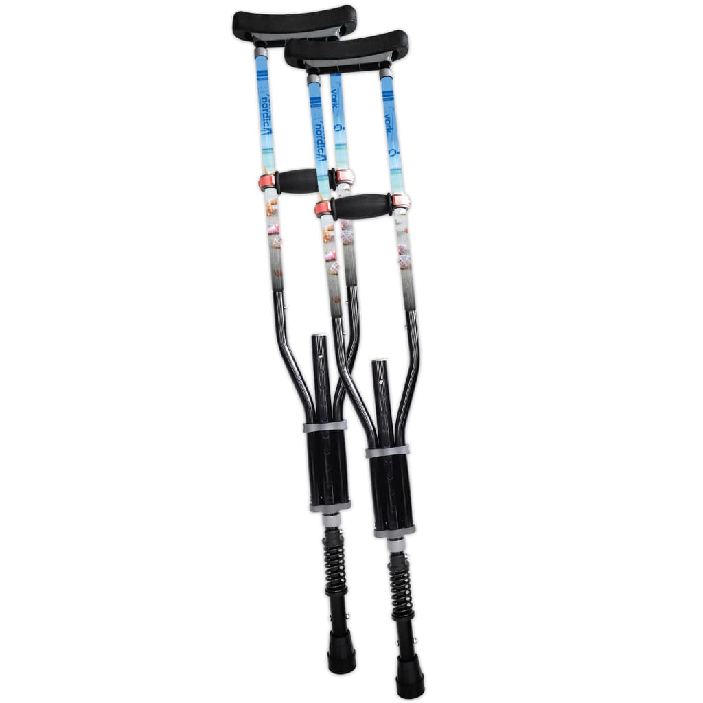 Adjustable Spring Cushion Crutches Perfect for Sports Injuries and Travel - Heights 4'7" to 6'6" - Adjust to 22" for Travel - Choice of Colors