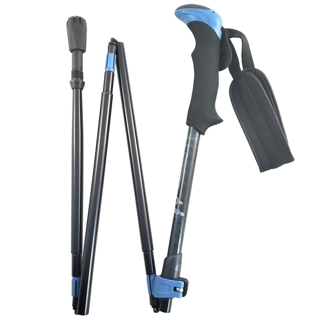 Travel Folding Walking & Hiking Poles - 13.5 in with Rubber Feet, Baskets, and Bag - Available in 3 Sizes and Choice of Grips York Nordic