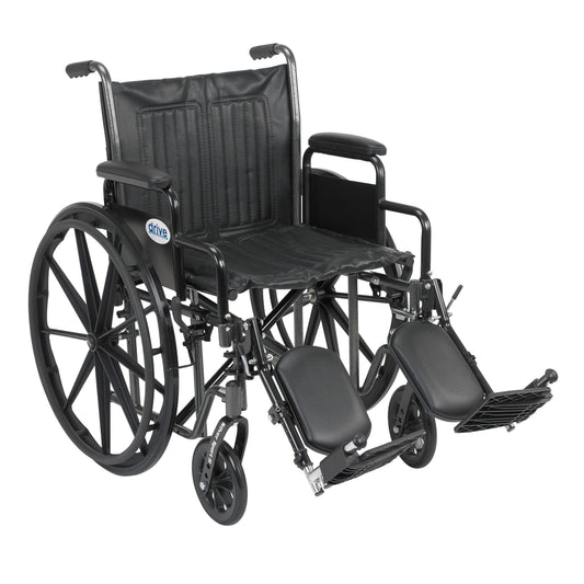 Wheelchair with detachable desk arms and elevating leg rests, black seat